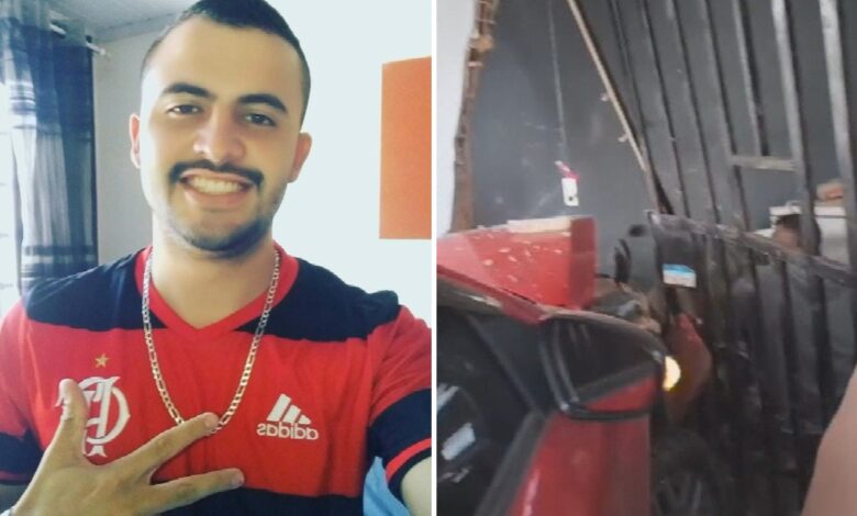 Cliente morre em Águas Lindas após carro invadir distribuidora de bebidas em pista molhada