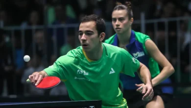 Hugo Calderano e Bruna Takahashi conquistam a medalha de prata no WTT de São José dos Campos