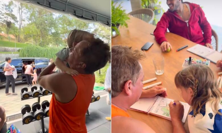 Leonardo celebra reencontro emocionante com netos em Goiânia