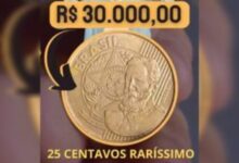 Moeda rara de 25 centavos com erro de cunhagem alcança valores de até R$ 30 mil