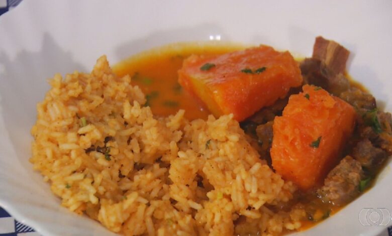 Abóbora gigante transforma arroz carreteiro em receita para 30 pessoas no Sabores do Campo