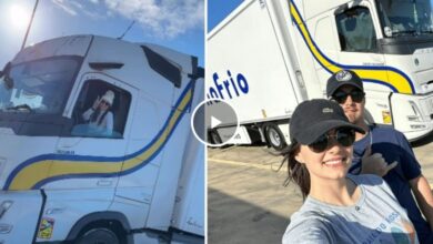 Brasileira troca fábrica por estradas europeias e se torna caminhoneira após anos de dedicação