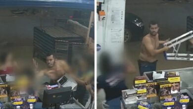 Câmeras de segurança registram agressão violenta contra funcionária em supermercado