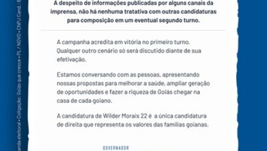 Campanha de Wilder Morais nega acordo com Marconi Perillo para segundo turno em Goiás