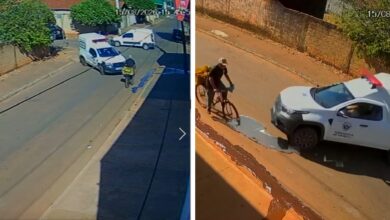 Ciclista sobrevive a atropelamento após colisão entre ambulância e van em Terezópolis