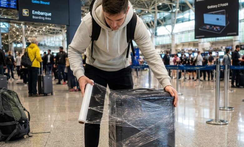 Embrulhar mala com plástico antes de viajar: entenda a real utilidade da prática