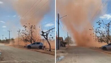 Fenômeno natural: redemoinho de poeira impressiona moradores em Guapó, Goiás