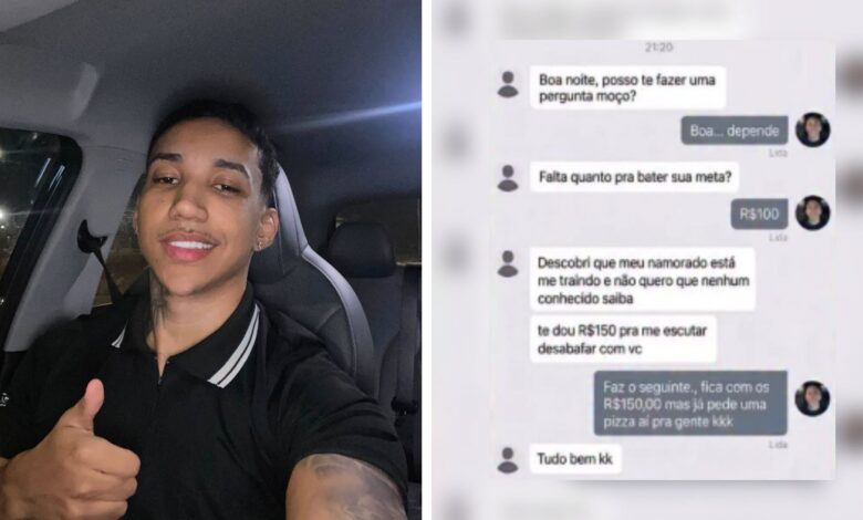 Motorista de aplicativo troca oferta de dinheiro por pizza após desabafo de passageira em Goiânia