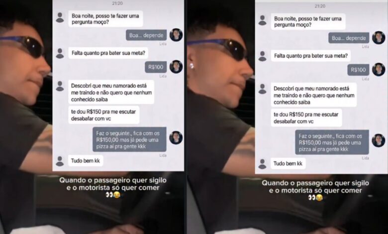 Passageira paga motorista de aplicativo em Goiânia para desabafar sobre traição