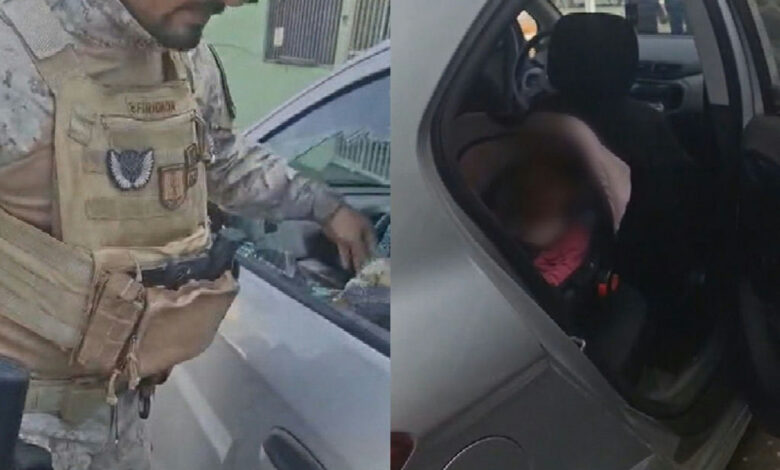Policiais penais resgatam bebê trancada em carro durante evento em Trindade