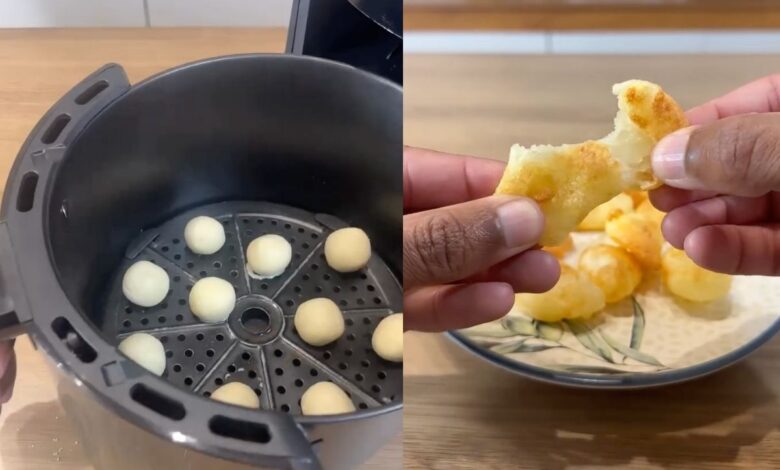 Receita prática de pão de queijo com apenas dois ingredientes na airfryer