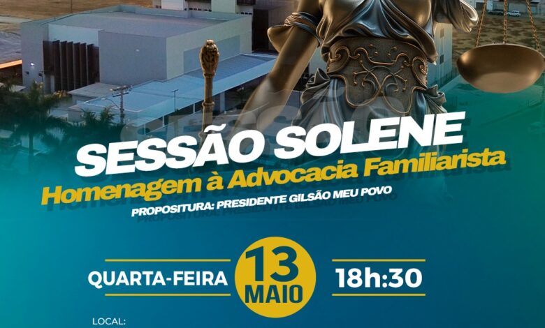 Câmara de Aparecida de Goiânia celebra a advocacia familiarista em sessão solene