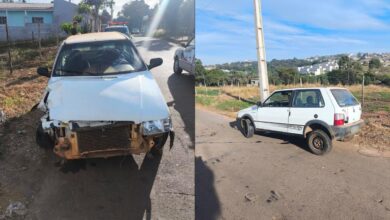 Distração ao volante causa acidente com poste em Anápolis