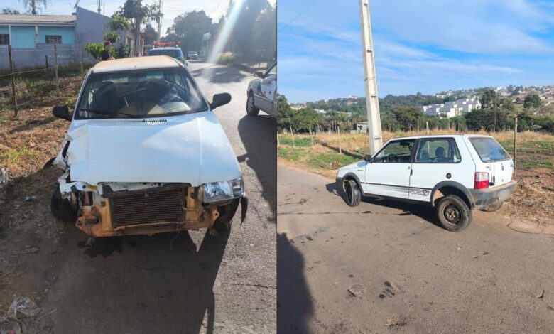 Distração ao volante causa acidente com poste em Anápolis