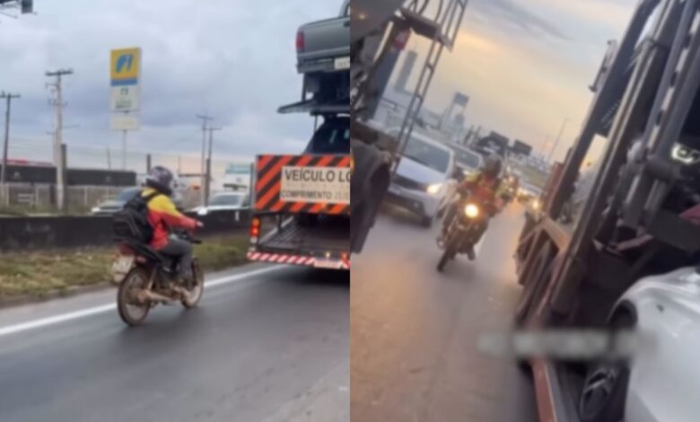 Motoboy goiano viraliza ao demonstrar solidariedade e agilidade no trânsito da Br-153