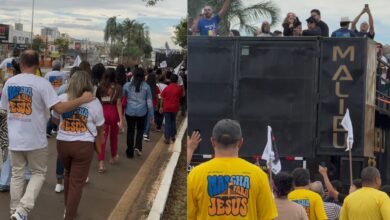 Multidão toma as ruas de Anápolis durante a edição 2026 da Marcha para Jesus