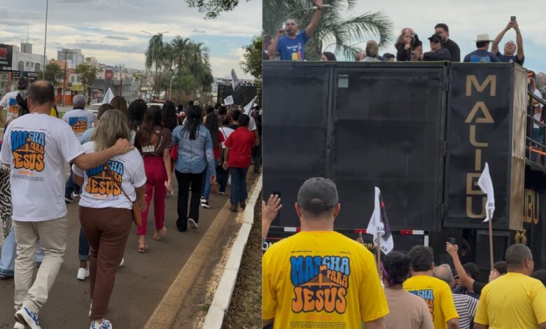 Multidão toma as ruas de Anápolis durante a edição 2026 da Marcha para Jesus