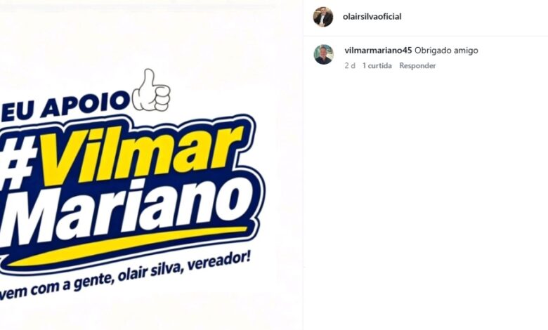 Apoio político em Aparecida: vereador da base de Vilela endossa Vilmar Mariano
