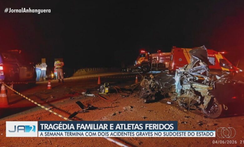 Fim de semana em Goiás marcado por tragédia familiar e atletas feridos em acidentes graves