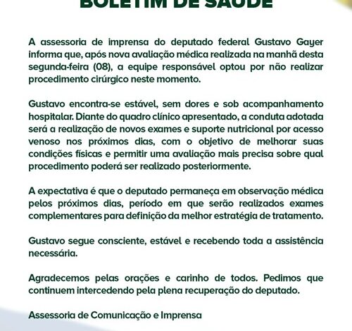 Equipe médica descarta cirurgia imediata para o deputado Gustavo Gayer