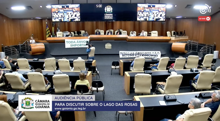 Audiência na Câmara de Goiânia debate impasse sobre corte de árvores no Lago das Rosas