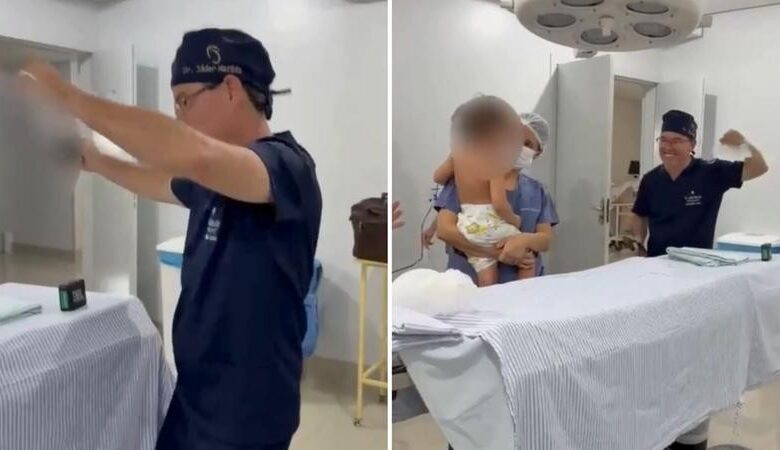 Médico em Goiás viraliza ao dançar para acalmar criança antes de cirurgia