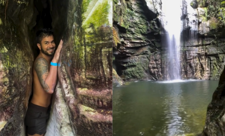 Cachoeira goiana com acesso entre pedras vira febre nas redes sociais