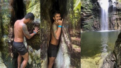 Descoberta em Goiás: cachoeira com acesso inusitado por fenda estreita viraliza na internet