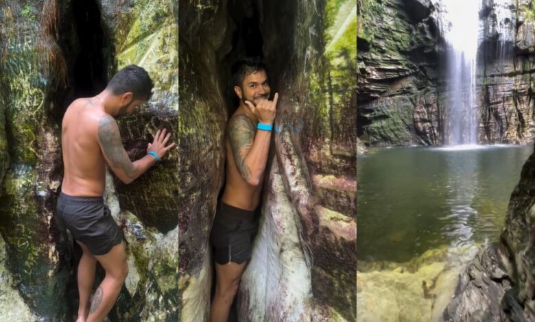 Descoberta em Goiás: cachoeira com acesso inusitado por fenda estreita viraliza na internet