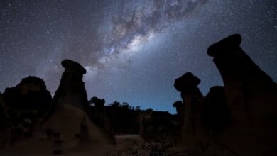 Via Láctea ilumina raras formações geológicas em Campos Belos