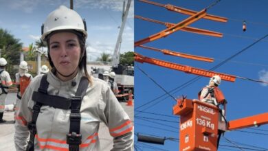 Eletricista de 24 anos quebra barreiras e se torna pioneira em manutenção de rede energizada no Mato Grosso