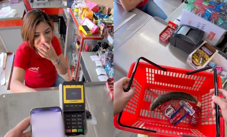Caixa de supermercado em Anápolis viraliza ao lidar com compra 'diferente' em pegadinha