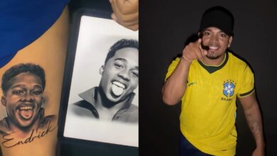 Influenciador goiano tatua rosto de Endrick e faz aposta ousada pelo hexa