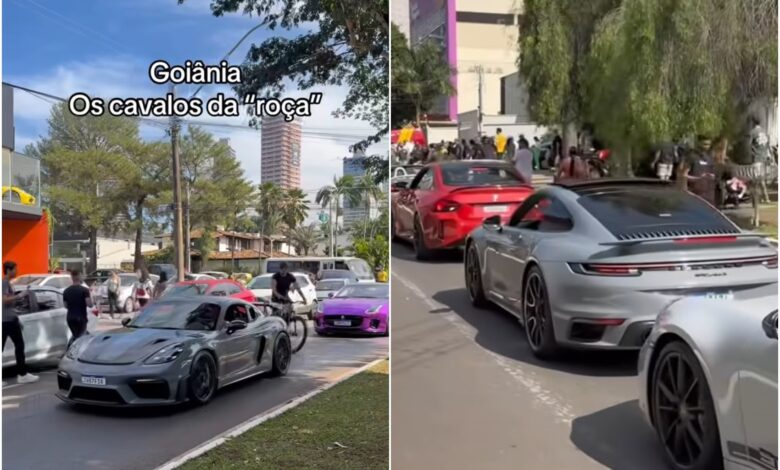 Comboio de carros de luxo avaliados em R$ 40 milhões atrai olhares em Goiânia