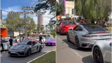 Comboio de carros de luxo avaliados em R$ 40 milhões atrai olhares em Goiânia