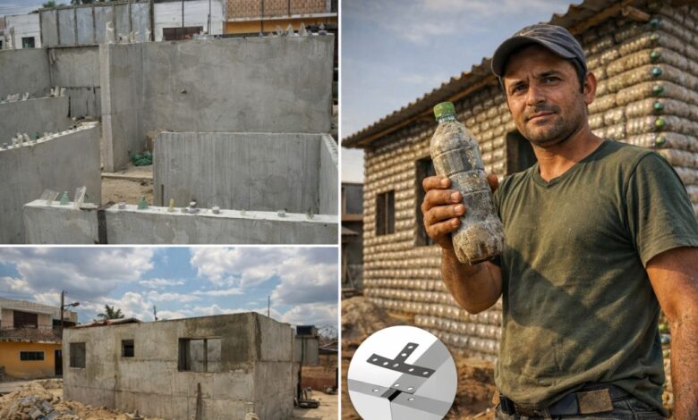 Casa de garrafas PET: eletricista constrói moradia em 3 dias por R$ 8 mil com resistência superior