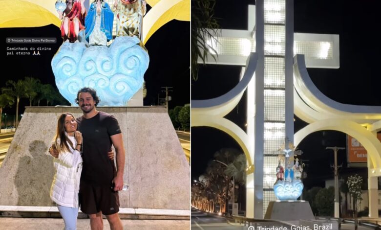 Cantora Maiara e namorado realizam caminhada de fé a Trindade após Romaria do Divino Pai Eterno
