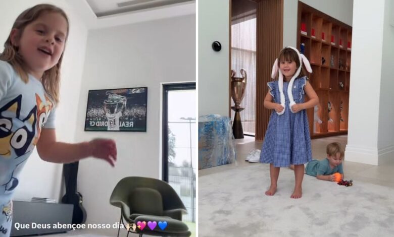 Virginia Fonseca exibe detalhes da residência de Vini Jr. em Madri em vídeo com os filhos
