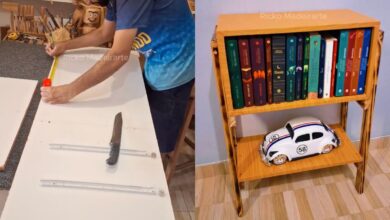 Guarda-roupa antigo se transforma em móvel funcional e sustentável para a casa