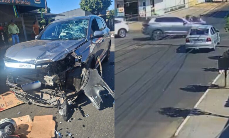Anápolis: colisão em cruzamento deixa motociclista e garupa gravemente feridos