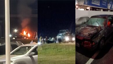 Ação rápida de bombeiro de folga e caminhão-pipa controla incêndio em carro no Trevo da Havan