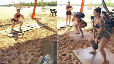 Treino funcional no Araguaia: grupo mantém foco em acampamento de férias
