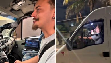 Cantor sertanejo inova com estúdio em van para divulgar DVD no trânsito de Goiânia