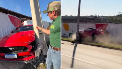 Influenciador tem Mustang destruído após teste de potência em Goiânia