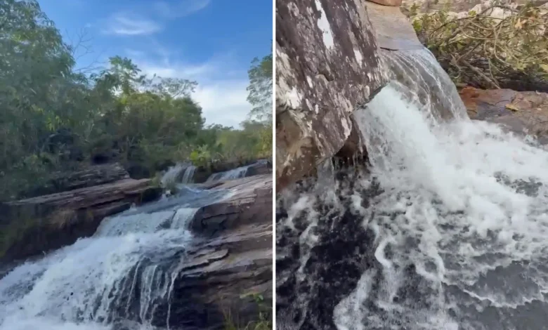 Cachoeira do Paredão atrai turistas com quedas de 30 metros em Buriti de Goiás