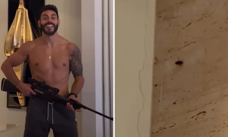 Cantor Rodolffo usa arma de fogo para matar barata em casa e vídeo repercute