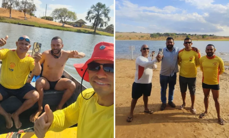 Celular encontrado funcionando no fundo de lago em Goiás surpreende guardas-vidas
