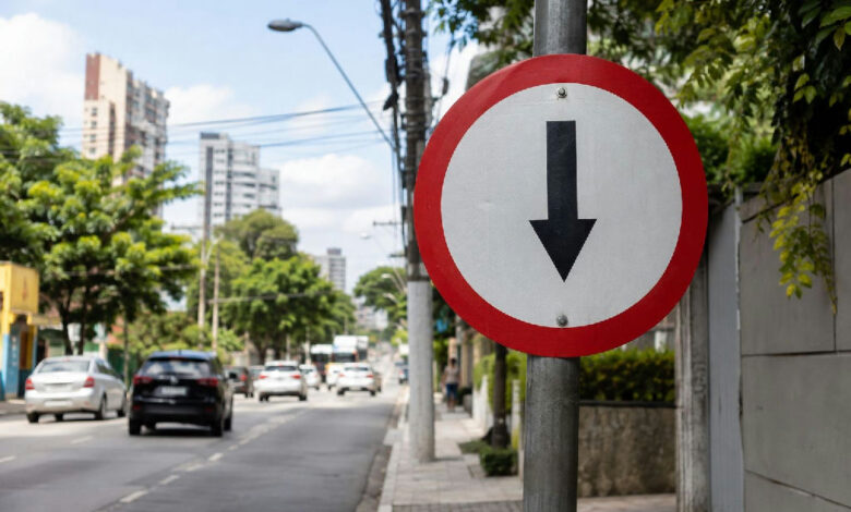 Entenda o significado da placa de trânsito com seta para baixo