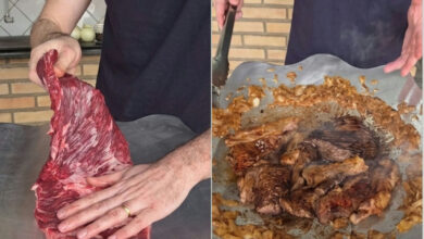 Fraldinha acebolada no disco: técnica valoriza o corte e dispensa gordura extra
