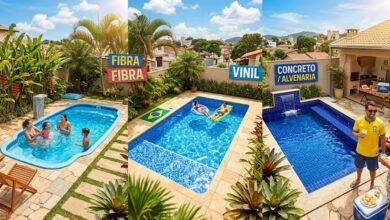 Guia completo compara custos e durabilidade das piscinas de fibra, vinil e concreto para sua obra